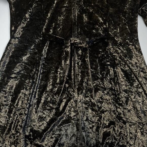 Vintage 90s Brett Alixander Black Crushed Velvet Maxi Dress Size 14 Goth Witchy - Picture 7 of 9